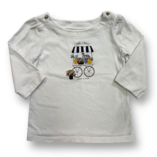 Janie and Jack Girls Size 4 Long Sleeves White Top