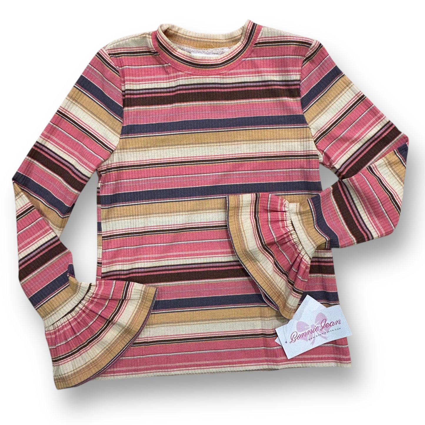 NEW! Youth Girls Size 16 Multi-Color Long Sleeve Ruffled Blouse