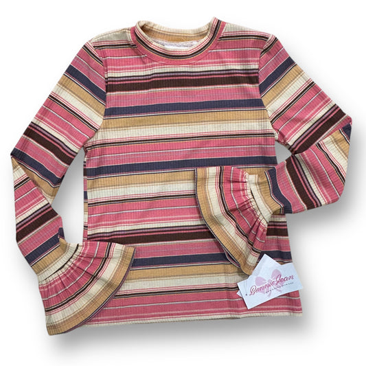 NEW! Youth Girls Size 16 Multi-Color Long Sleeve Ruffled Blouse