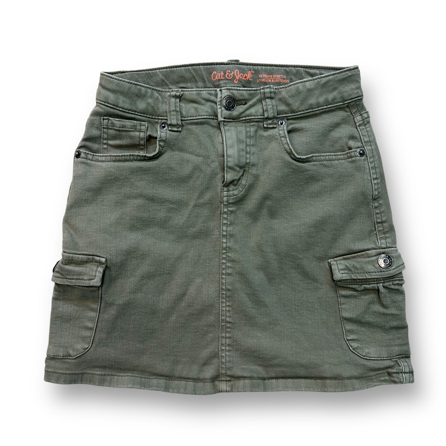 Cat & Jack Girls Size 10/12 Youth Army Green Ultimate Stretch Denim Skirt