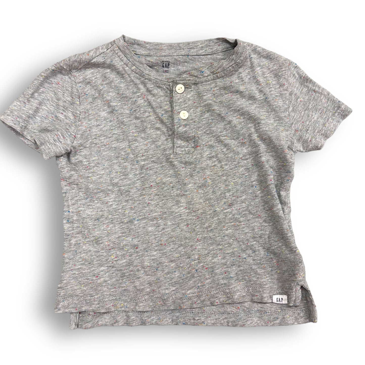 Gap Kids Toddler Boys Size 2 Gray Short Sleeve Henley Tee