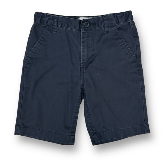 A pair of navy khaki shorts for boys, displayed against a white background.