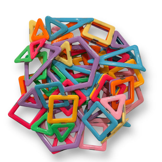 Magnetic Building Blocks Collection of Colorful Magna-tiles in Drawstring Bag