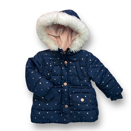 Carter's Girls Size 12 Months Winter Coat Navy Blue Puffer Jacket with Hood