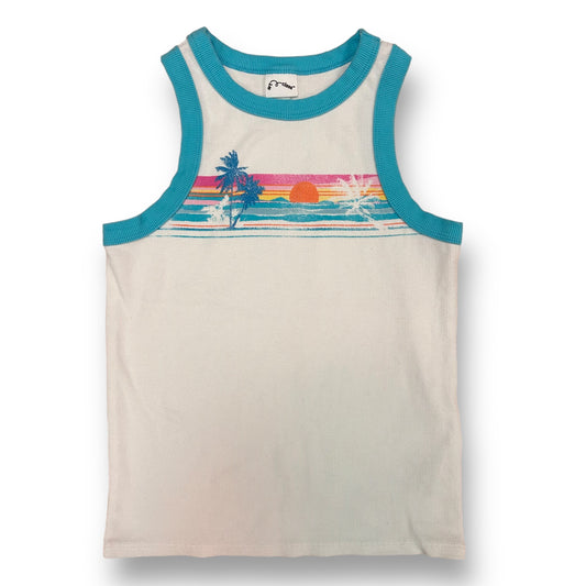 Girls Size 10/12 Youth Art Class White Ribbed Beach Tank Top