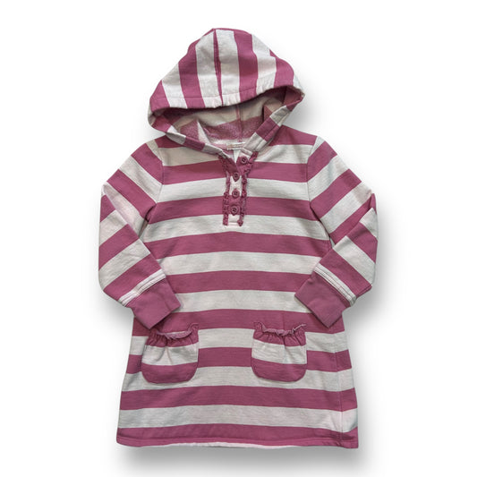 Old Navy Girls Size 4T Pink Striped Fleece Dress with Pockets and Hood
