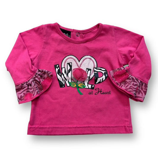 Girls Size 12 Months Pink Top Wild at Heart Ruffled Long Sleeve Shirt