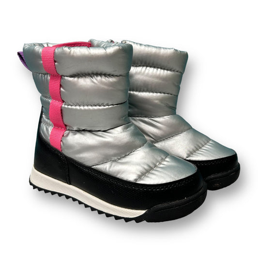 Girls Snow Boots Size 10 Kids Silver Pink and Purple with Side Zippers