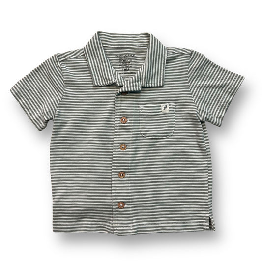 Easy Peasy Boys 18 Months Sage Green Cotton Button Up Short Sleeve Shirt