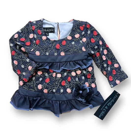 NEW! Isobella & Chloe Baby Girl Size 12 Months Embroidered Boutique Blouse