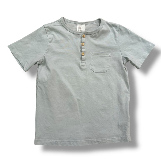 H&M Boys Size 3T Light Sage Green Short Sleeve Henley Shirt with Pocket