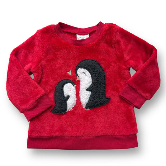 Jumping Beans Girls Size 12 Months Soft Plush Red Penguin Sweatshirt