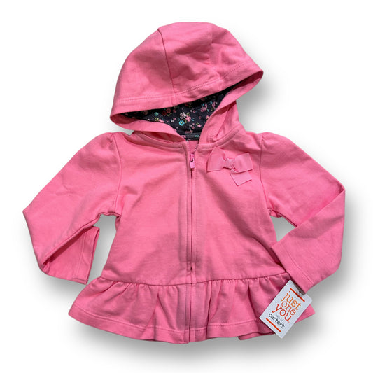 NEW! Baby Girl Size 12 Months Hoodie Pink Full Zip Sweatshirt with Ruffles