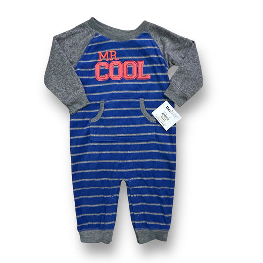 NEW! Carter's Baby Boy Size 12 Months One Piece Blue Fleece Snap Romper