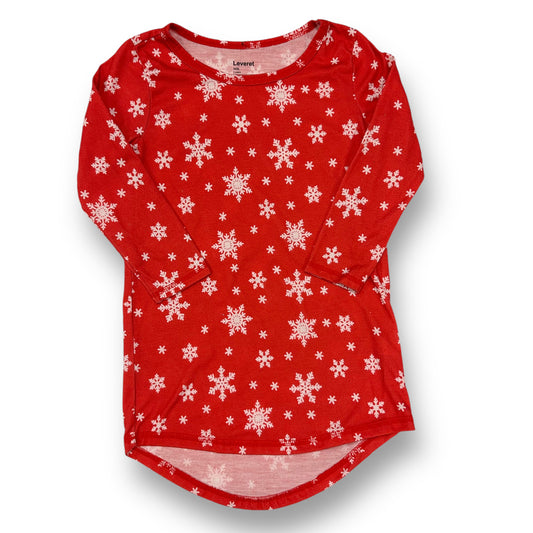 Leveret Girls Size 4 Long Sleeve Pajamas Red Snowflake Print Nightgown