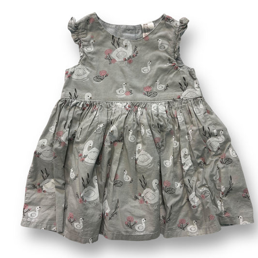 H&M Baby Girl 9 Months Sundress Gray Swan Print Lightweight Sleeveless Dress