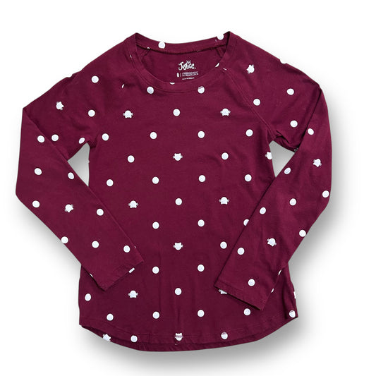 Justice Girls Size 7 Long Sleeve Shirt Maroon Kitty Print Top