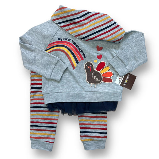NEW! My First Thanksgiving Outfit Baby Girls Size 12 Months 3-Piece Pants Set