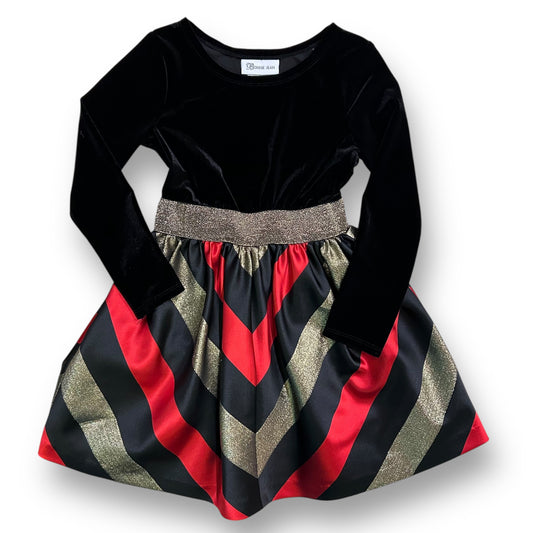 Bonnie Jean Girls Size 7 Red, Gold, and Black Velvet Holiday Dress