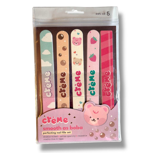 NEW! Creme Smooth As Boba Salon Quality 5-Pack Nail File Set