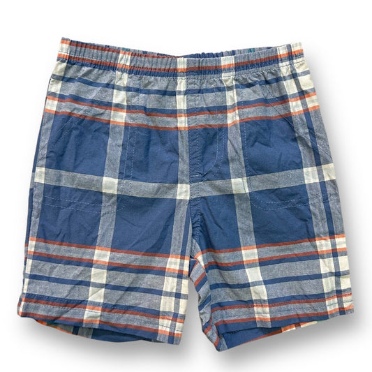 Toddler boys' blue plaid shorts with red and white checkered pattern