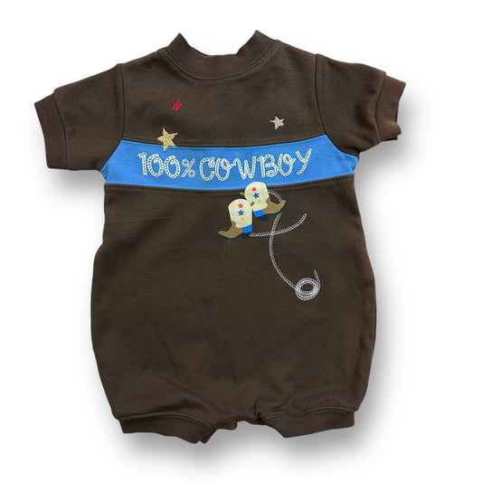 Baby Boys One Piece Size 0-3 Months Snap Bottom Embroidered Cowboy Romper