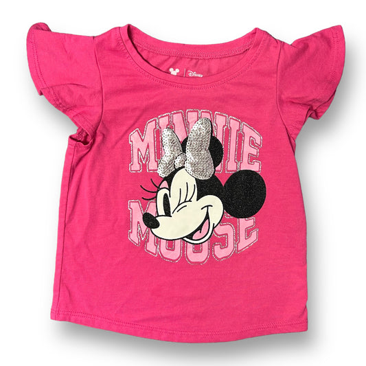 Disney Baby Girl Size 12 Months Flutter Sleeve Pink Minnie Mouse Shirt