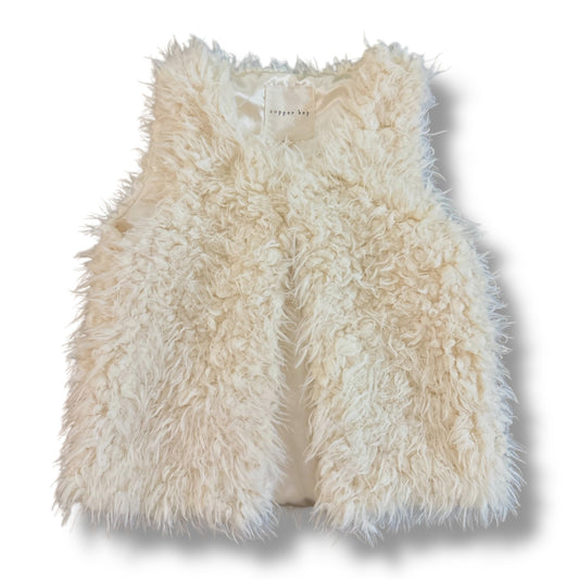 Copper Key Girls Size 6/6X Ivory Faux Fur Button Top Vest