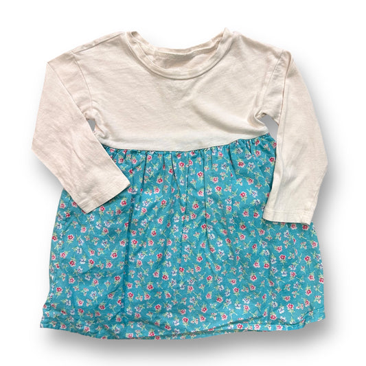 Gap Kids Size 18-24 Months Teal Blue Floral and White Long Sleeve Girls Dress