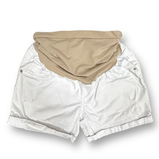 Motherhood Maternity Small Jean Shorts Full Panel Stretch White Denim