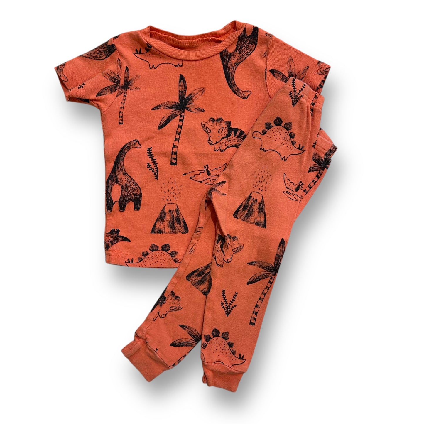 Boys Size 18 Months PJ's Orange Dinosaur 2-Pc Pajamas