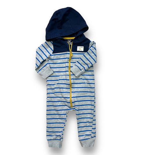 Carter's Boys Size 12 Months One Piece Charming Little Guy Zip Up Hooded Romper