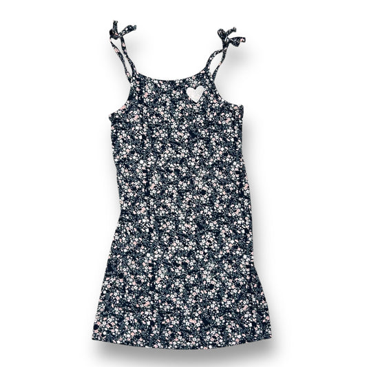 Epic Threads Girls Size 7 Dress Navy Blue Floral Ribbed Spaghetti Strap Sundress