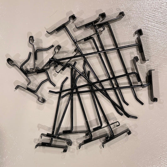 38- Pack Box Black Gridwall Hooks Metal Retail Display Hooks 2" 4" 6" 8" 10"