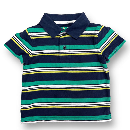 Jumping Beans Boys Size 2T Polo Shirt Navy & Green Striped with Buttons