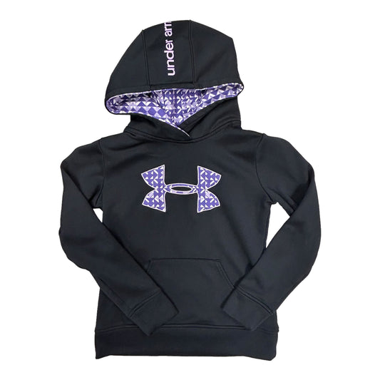 Under Armour Girls Size 10/12 Youth Medium Black Hoodie Activewear with Pocket