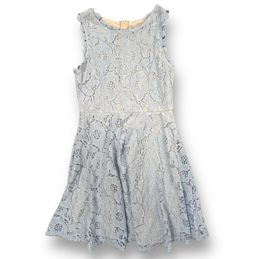 Rare Editions Girls Youth Size 14 Light Blue Floral and Lace Sleeveless Dress