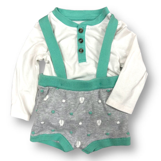 Cat & Jack Boys Size 12 Months Outfit Overall Shorts with Henley Bodysuit