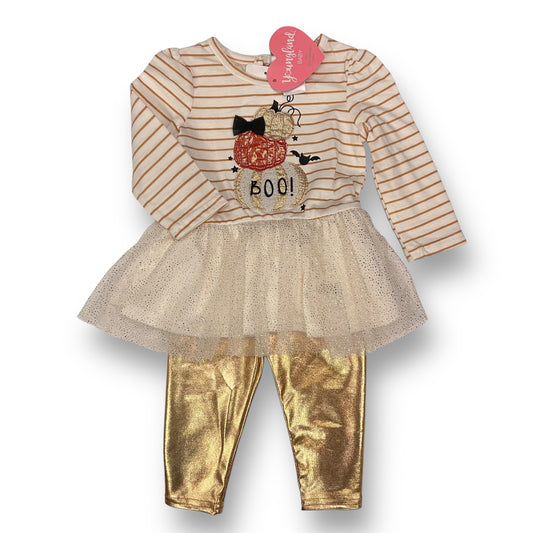 NEW! Girls Size 12 Months Halloween Outfit 2-Piece Tulle Skirted Top and Pants Set