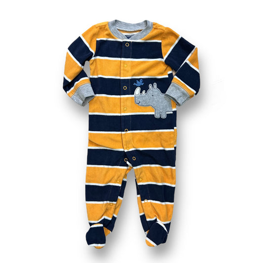 Carter’s Boys Size 9 Months One-Piece Navy & Yellow Striped Fleece Footie Pajamas