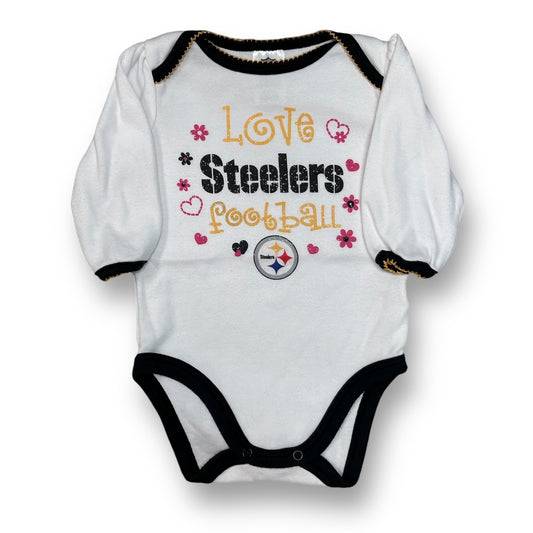 NFL Football Baby Girl Shirt Size 0-3 Months Steelers Long Sleeve Bodysuit