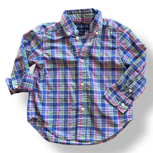 Polo Ralph Lauren Boys Size 2T Long Sleeve Plaid Button Down Shirt