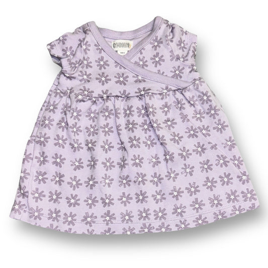 Lavender-colored Gymboree dress and bloomers for newborn girls with a floral daisy pattern.
