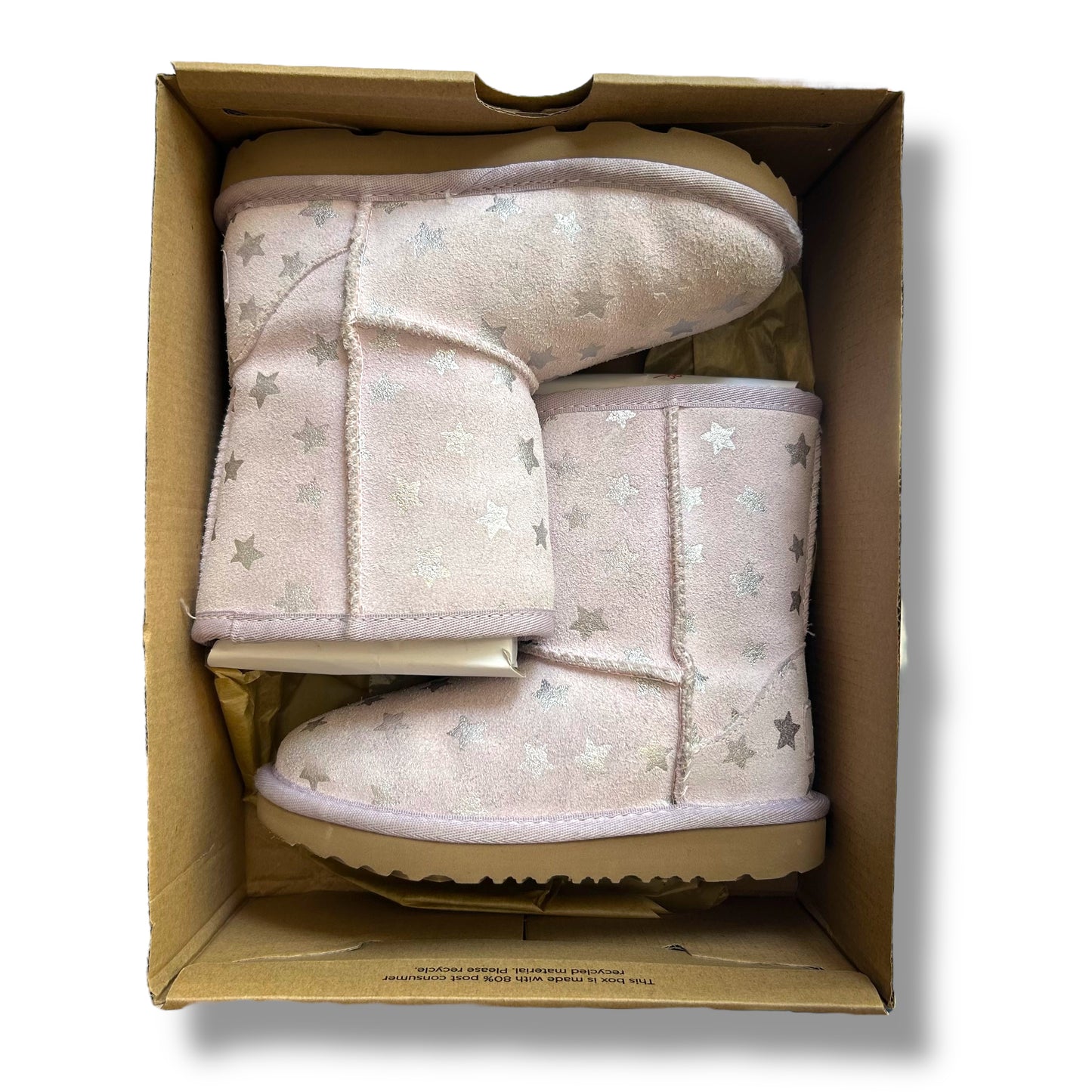 Kids UGG Classic II Short Stars Boot Girls Size 10 Pink Lilac Sheepskin Boots
