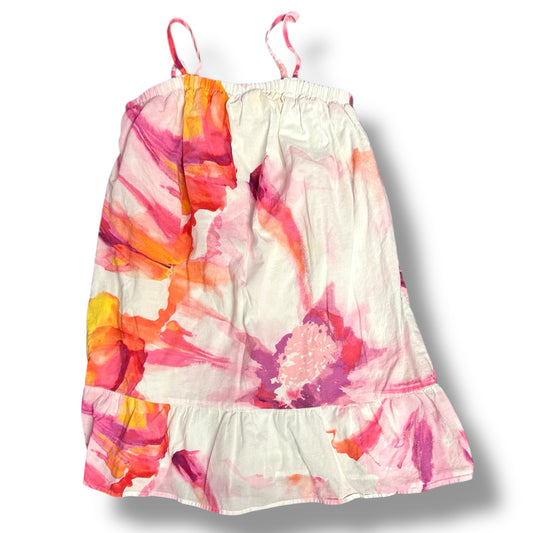 Girls Gap Sundress Size 3T Pink & White Cotton Watercolor Tie Dye Maxi Dress