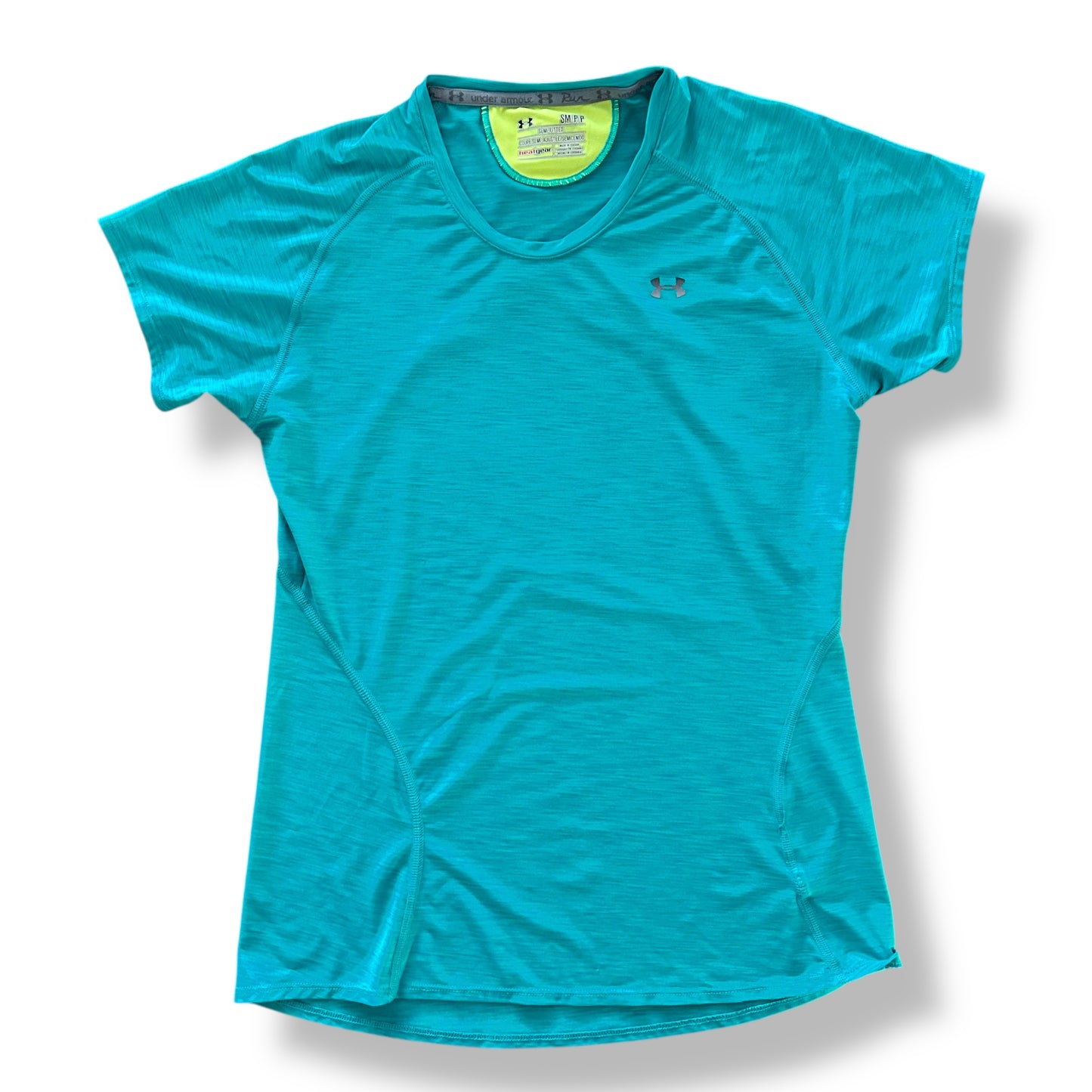 Blue athletic shirt with Under Armour logo on a white background