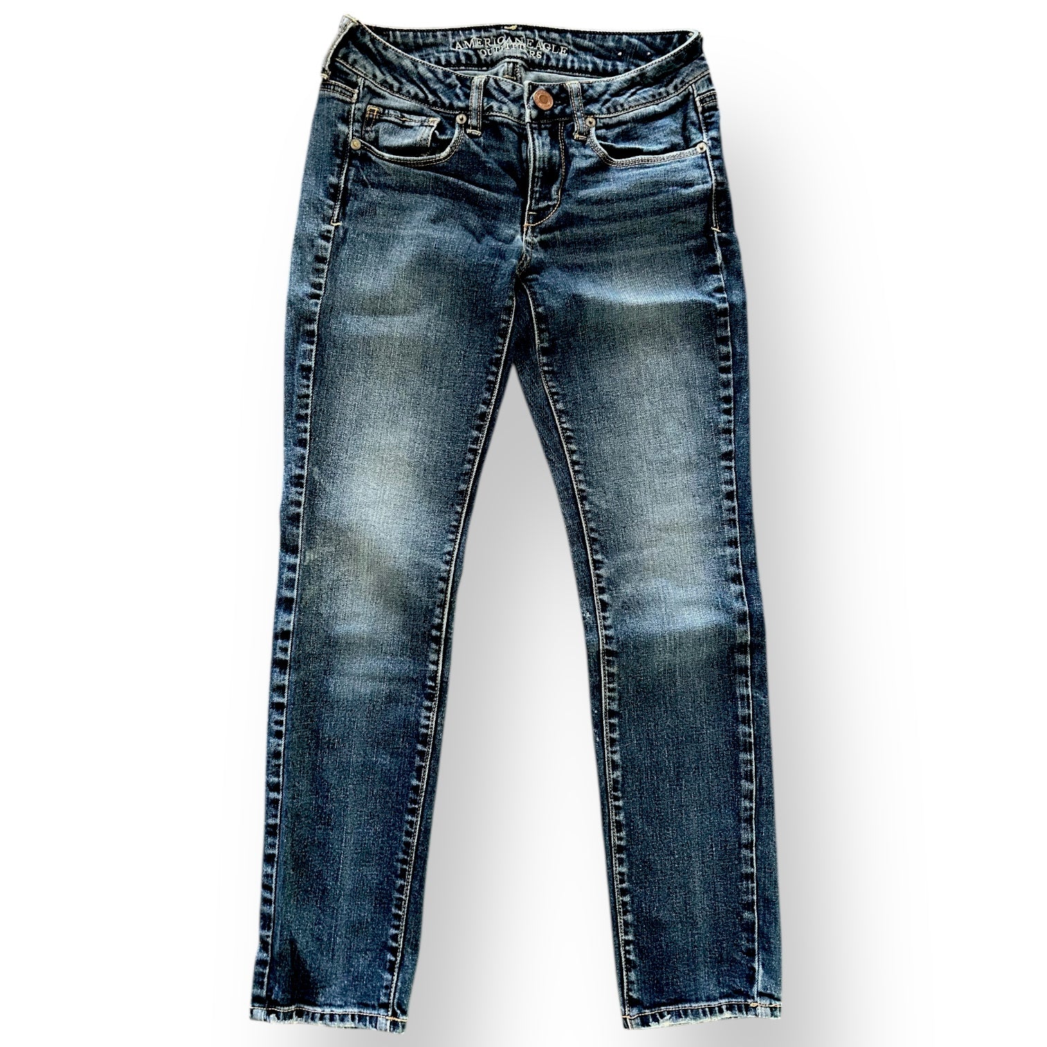 Pair of American Eagle jeans on a white background