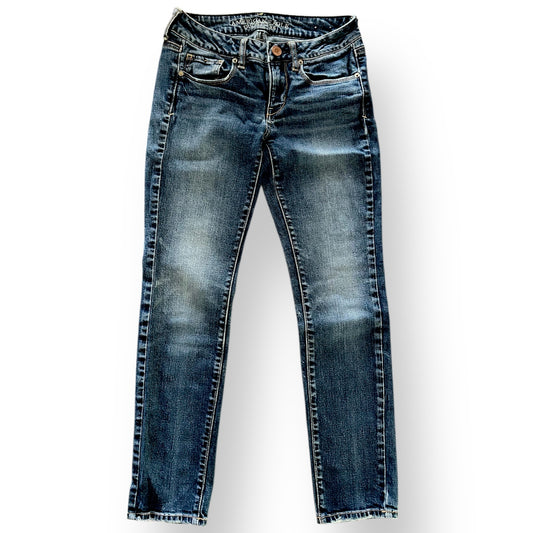 Pair of American Eagle jeans on a white background