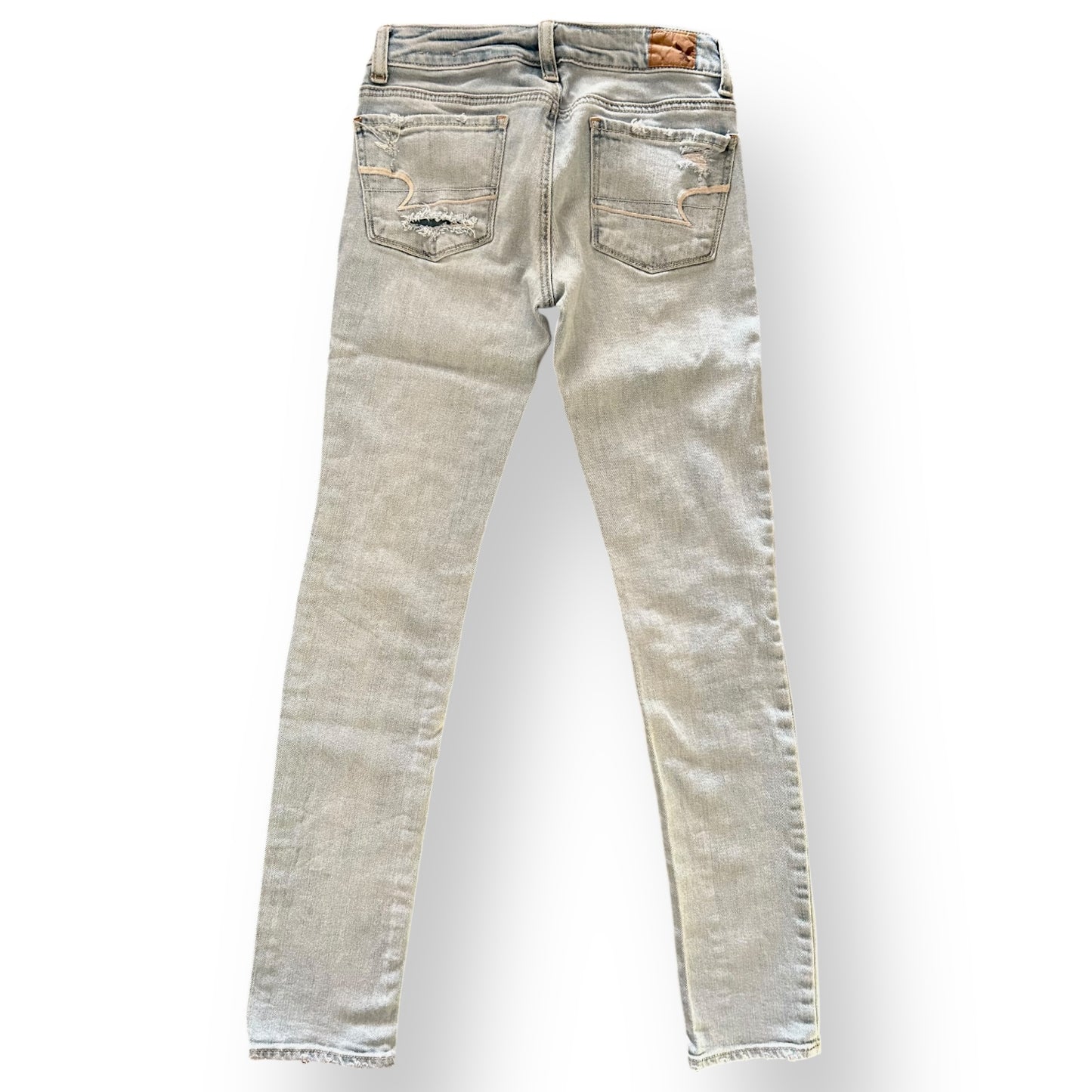 Women's American Eagle Jeans Size 00 Regular Skinny Stretch Distressed Denim