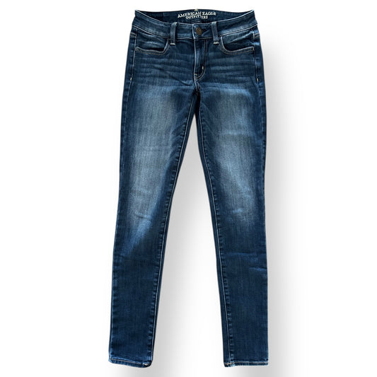 Pair of American Eagle women's jeans on a white background